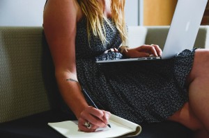woman entrepreneur preparing for startup pitch