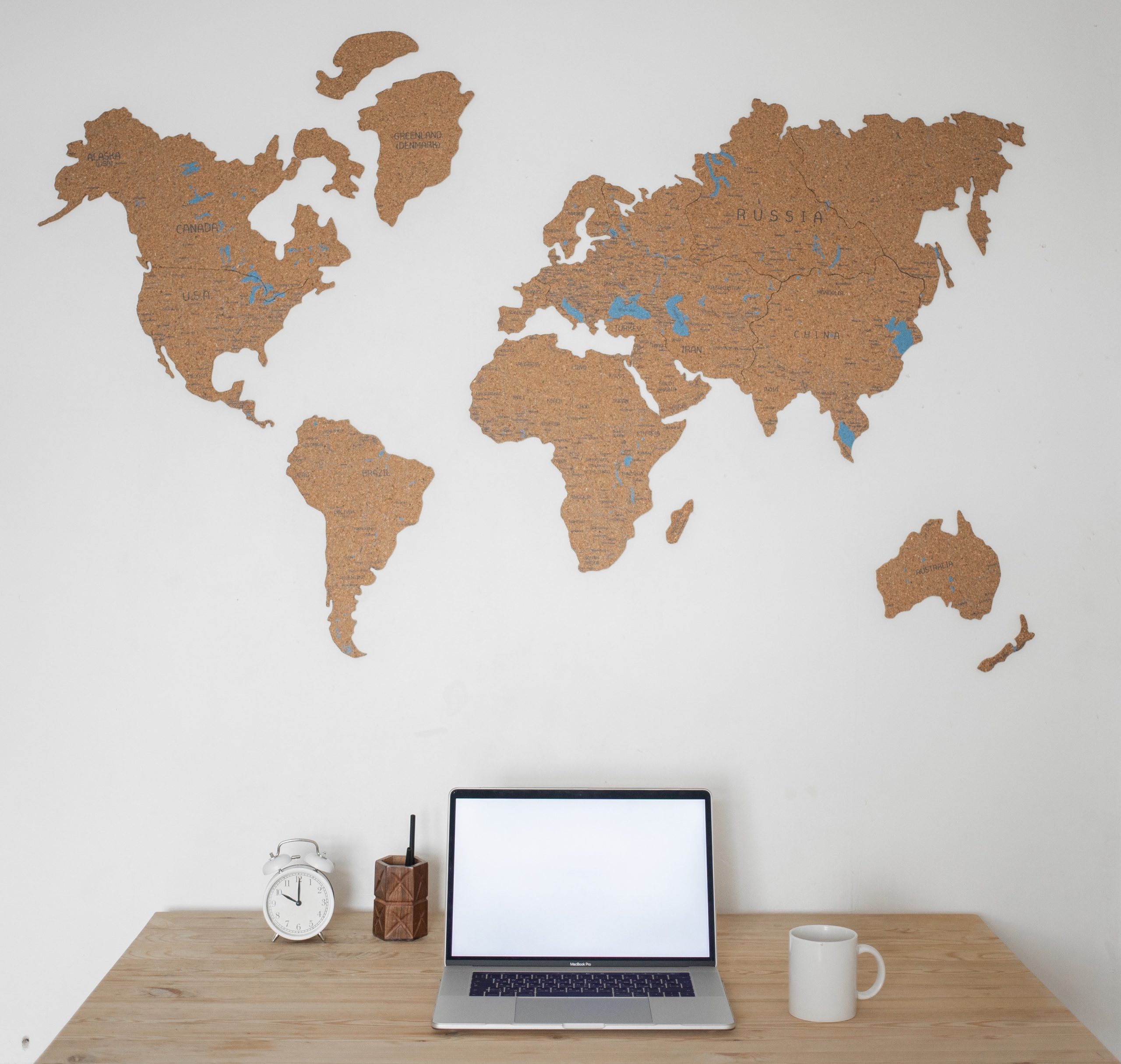 A world map on the wall