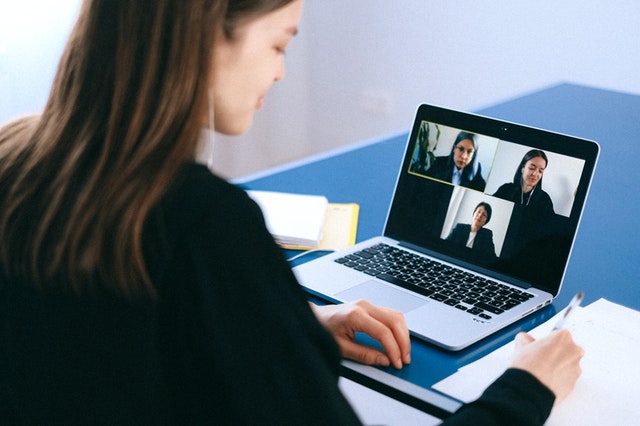 Employees in a Virtual meeting