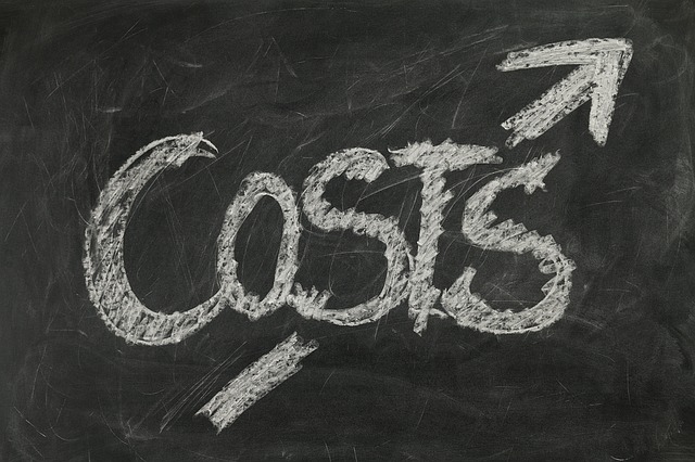 Costs written on a blackboard
